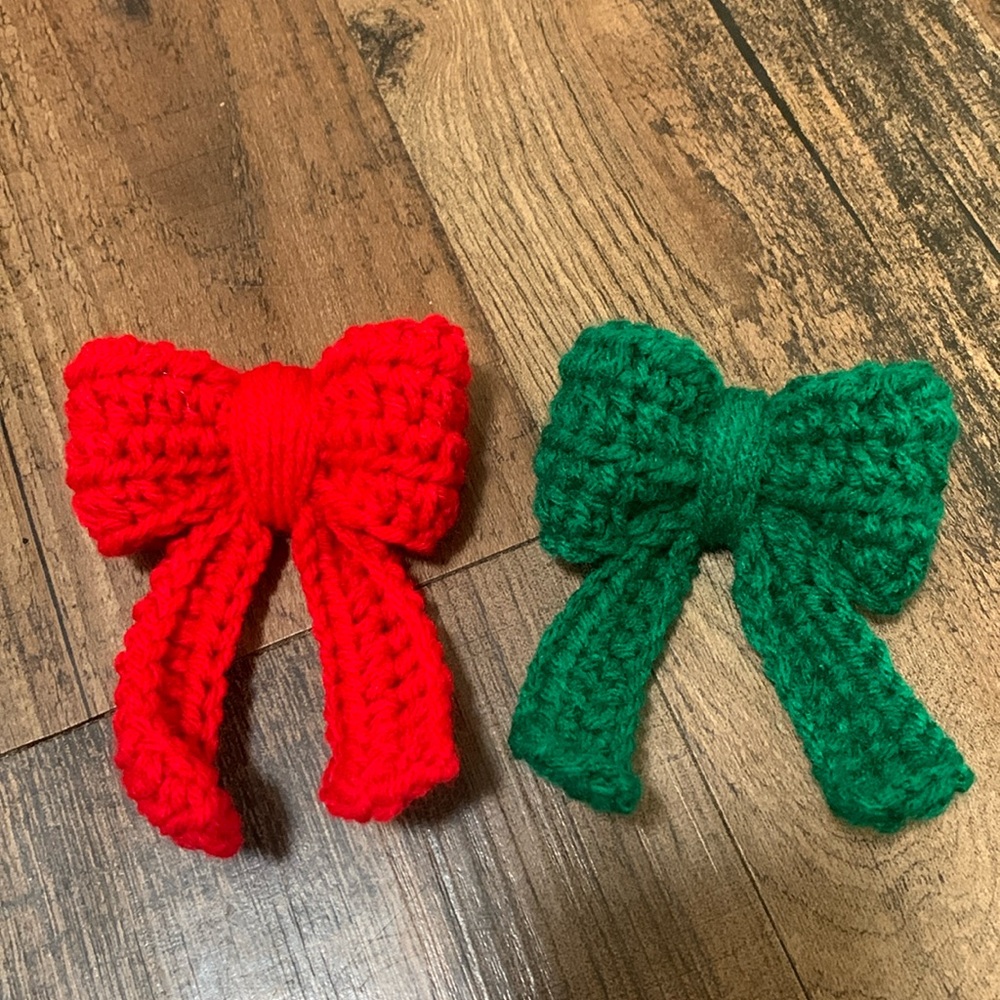 Crochet Christmas BOW hair clips